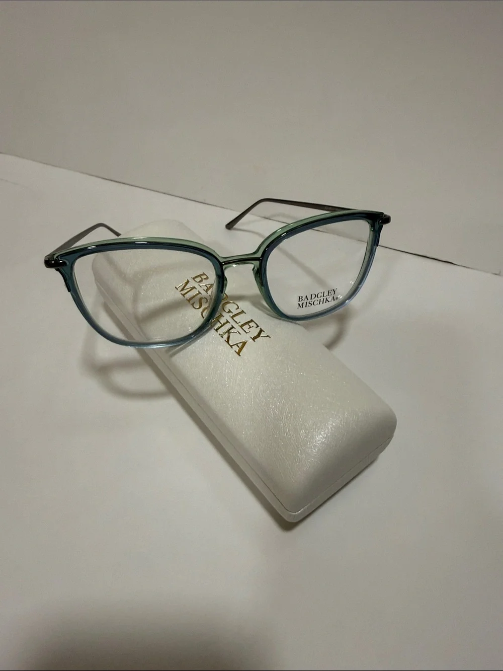 NWT Badgley Mischka Angeline Teal blue green Gradient Ophthalmic Optical frame